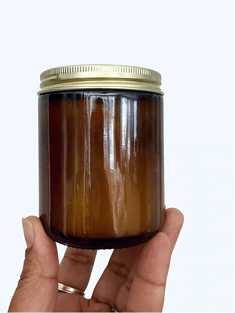 Leoben Company Cedarwood Vanilla Scented Candle - Amber Jar with Gold Lid